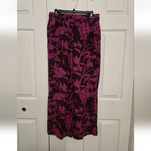 Soft Surroundings Tropical Fushia Oceo Gauze Wide Leg Pants Size Medium